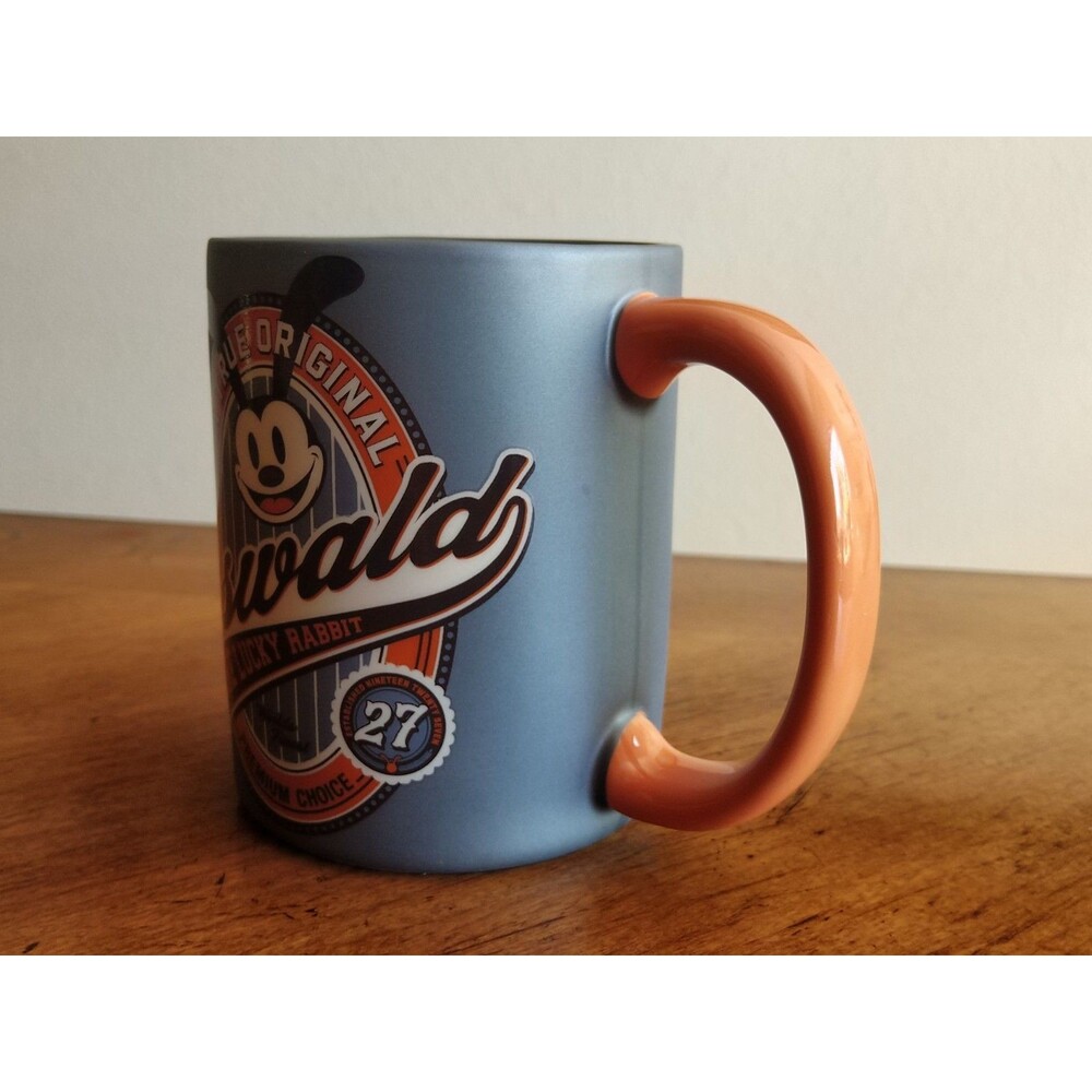 Disneyland Parks Mug Oswald The Lucky Rabbit Ceramic ~16 oz Gray Matte Orange - Picture 6 of 10